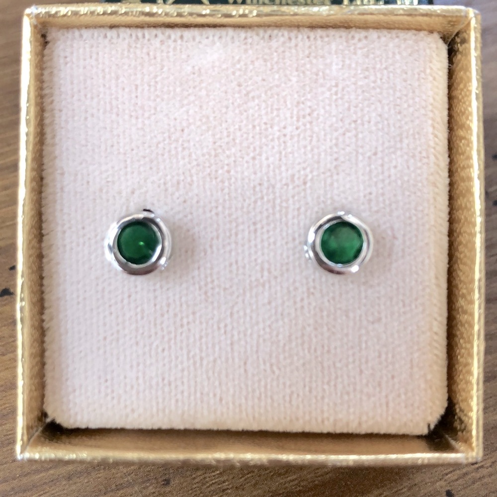 Green gemstone studs